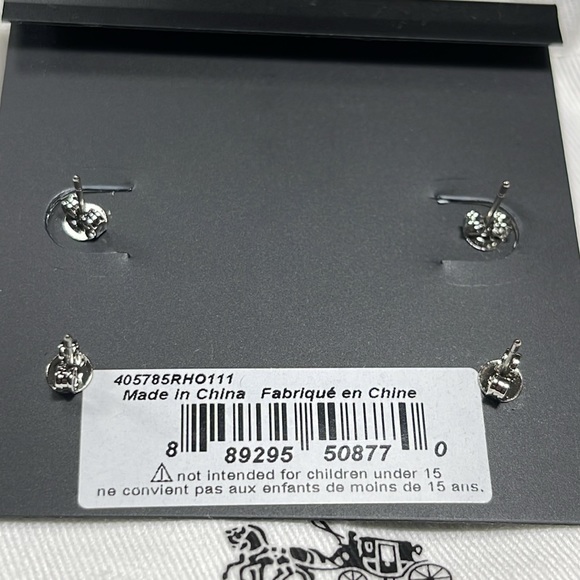 NWT COACH Signature Stud & Crystal Stud Earrings Set - Picture 5 of 8